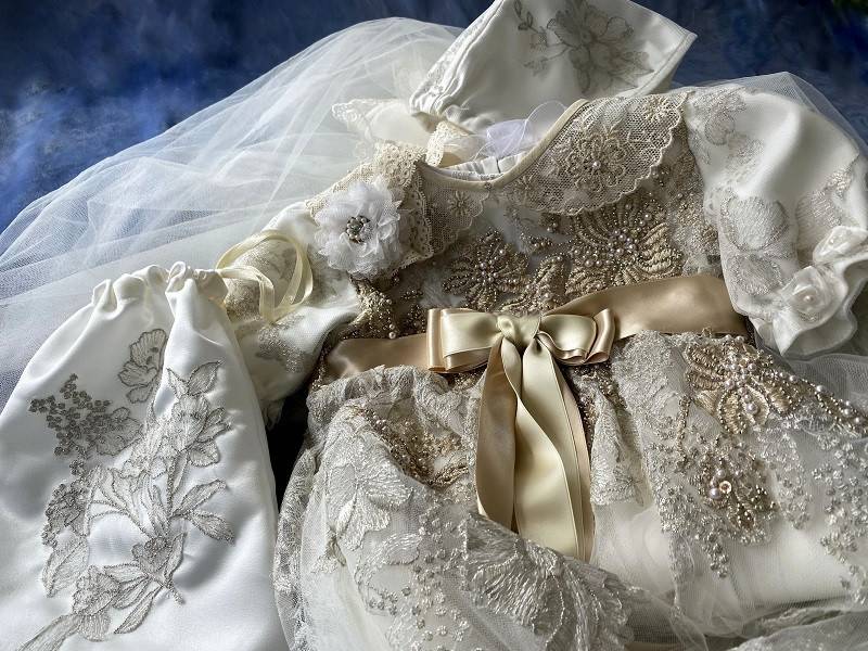 Sewing of Wedding Dress to Christening Dress