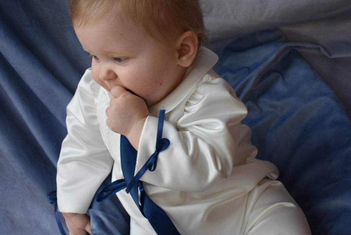 Christening suit with lace